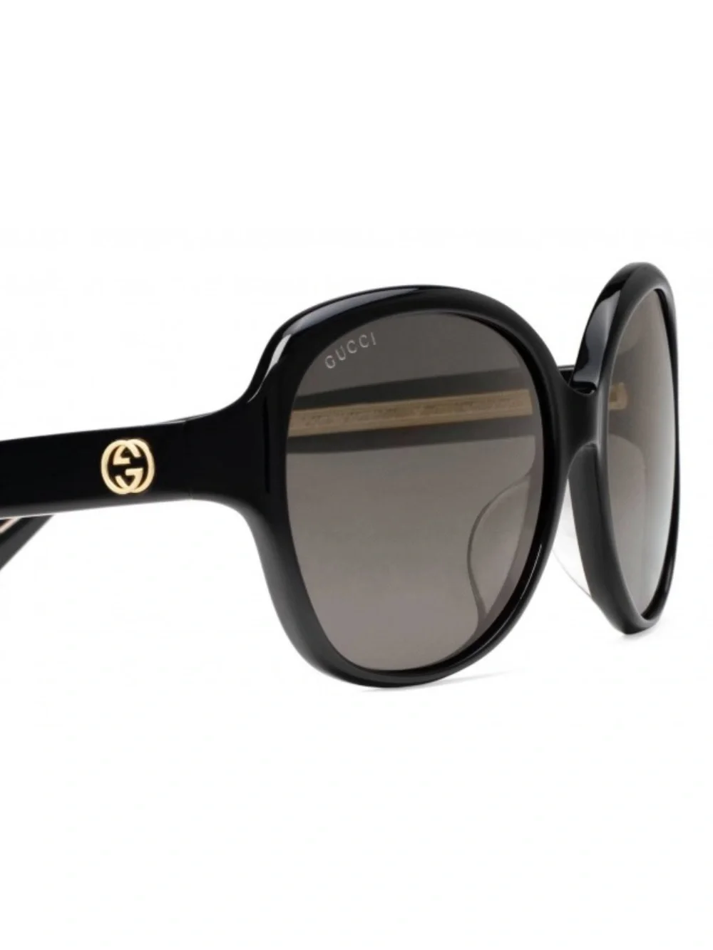 Gucci Black Gradient Butterfly Sunglasses with Gold Logo Accent